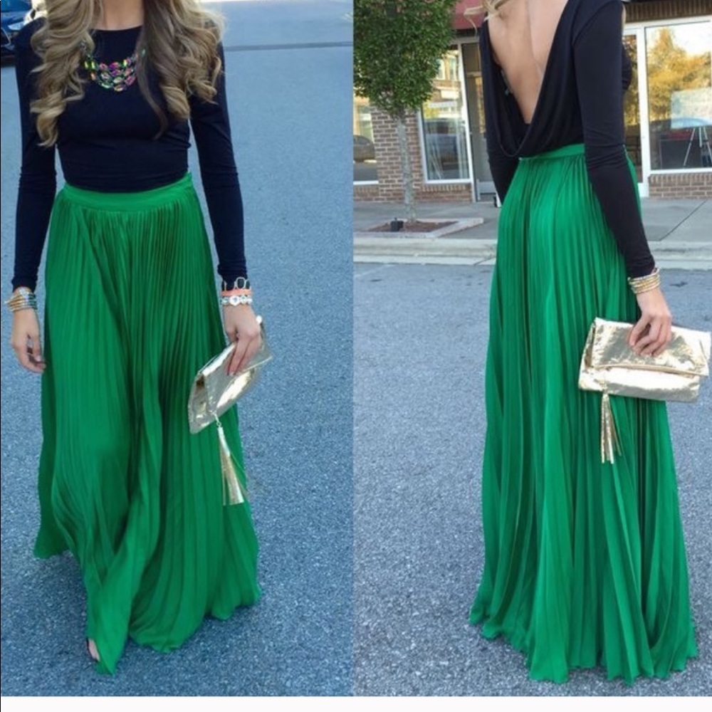 Shein pleated maxi skirt